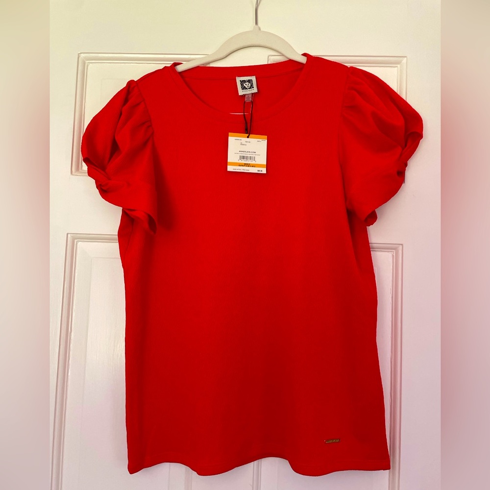 Anne Klein Fiery Red Knit Top